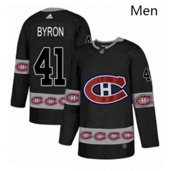 Mens Adidas Montreal Canadiens 41 Paul Byron Authentic Black Team Logo Fashion NHL Jersey